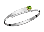 Checkerboard Swing Bracelet by E.L. Designs in Sterling Silver & 14K Gold bezel with Rhodolite