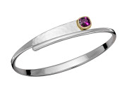 Checkerboard Swing Bracelet by E.L. Designs in Sterling Silver & 14K Gold bezel with Rhodolite