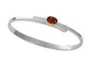 Urban Swing Bracelet by E.L. Designs in Sterling Silver & 14K Gold bezel with Faceted Garnet