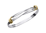 Signature Twist Bracelet by E.L. Designs in Sterling Silver & 14K Gold wrap accents