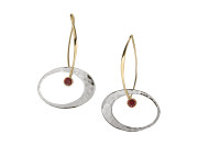 Elliptical Elegance by E.L. Designs in Sterling Silver and 14K earwire with Faceted Garnet (medium)