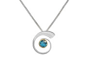 Nautilus Pendant by E.L. Designs in Sterling Silver with Blue Topaz