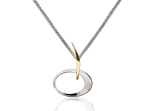 Petite Elliptical Pendant by E.L. Designs in Sterling Silver & 14K Gold bale