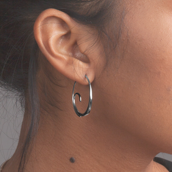 Scrolling Hoop Earrings on Model
